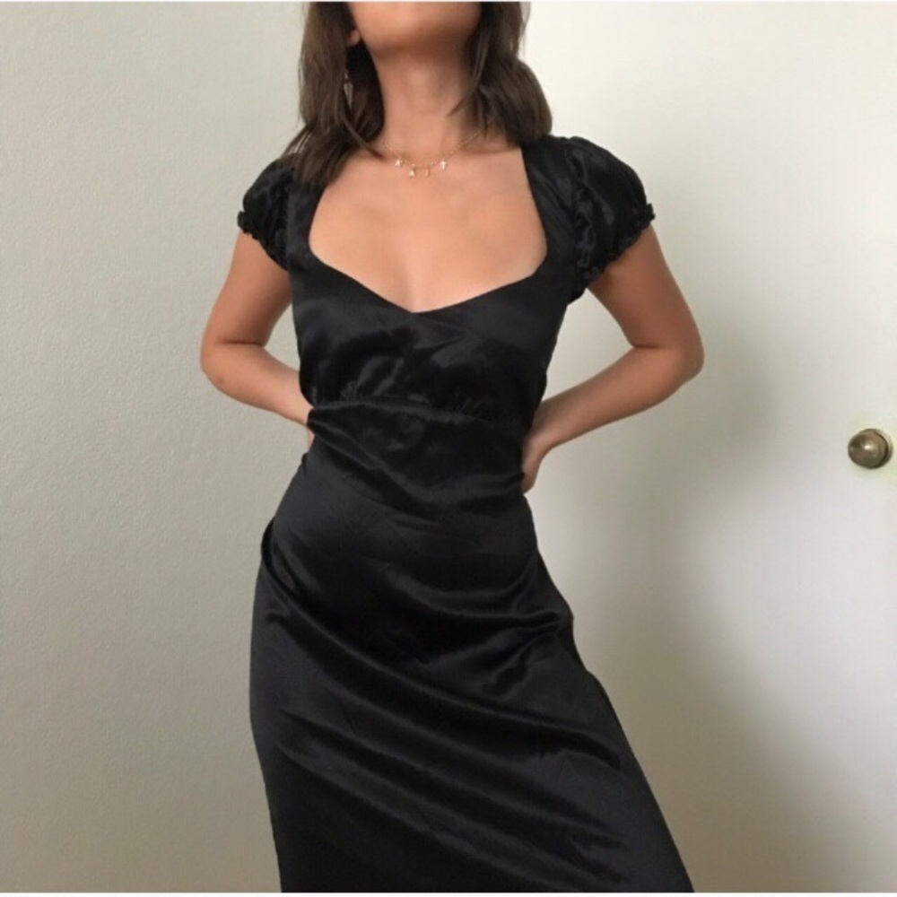 Reformation Black Silk Dress